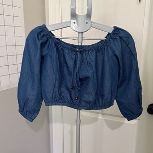 Stylish Blue Off-Shoulder Blouse